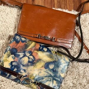 Two Patricia Nash Brown and Floral Crossbody Bags